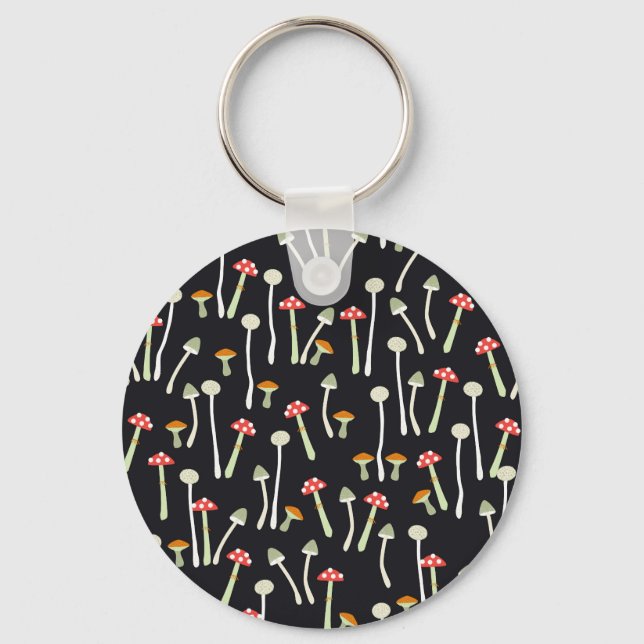 Chaveiro Design do padrão dos cogumelos do outono. (Frente)