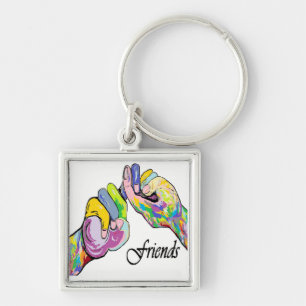 Chaveiro Design do quadrado dos amigos do ASL nenhuma beira