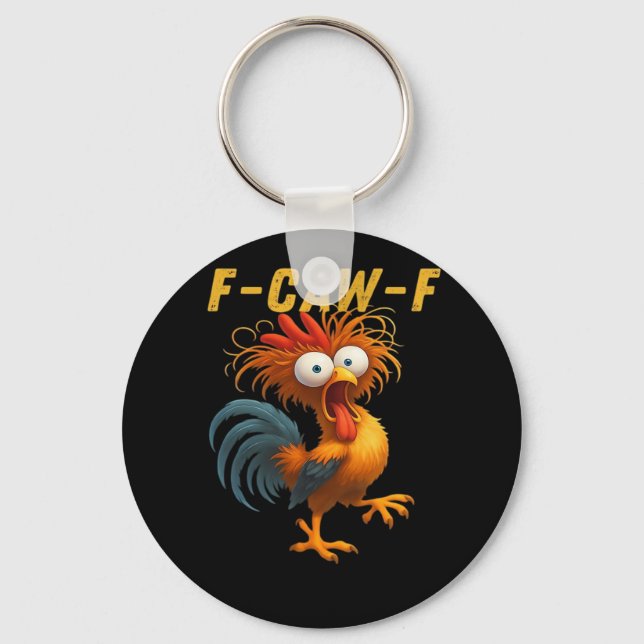 Chaveiro Design Engraçado Essencial de Frango F-Caw-F (Frente)