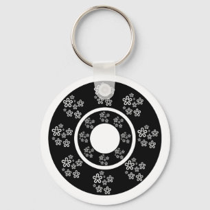 Chaveiro Design floral preto oriental dos círculos