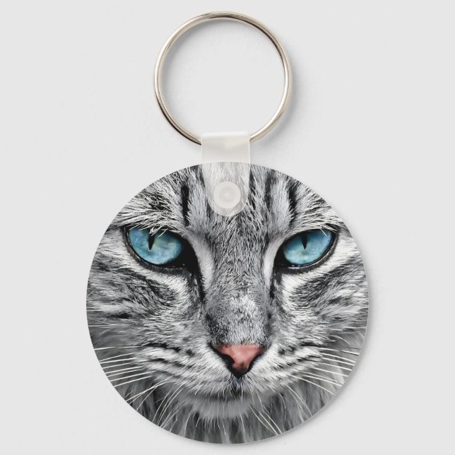 Chaveiro Design Fractal do rosto de gato (Frente)