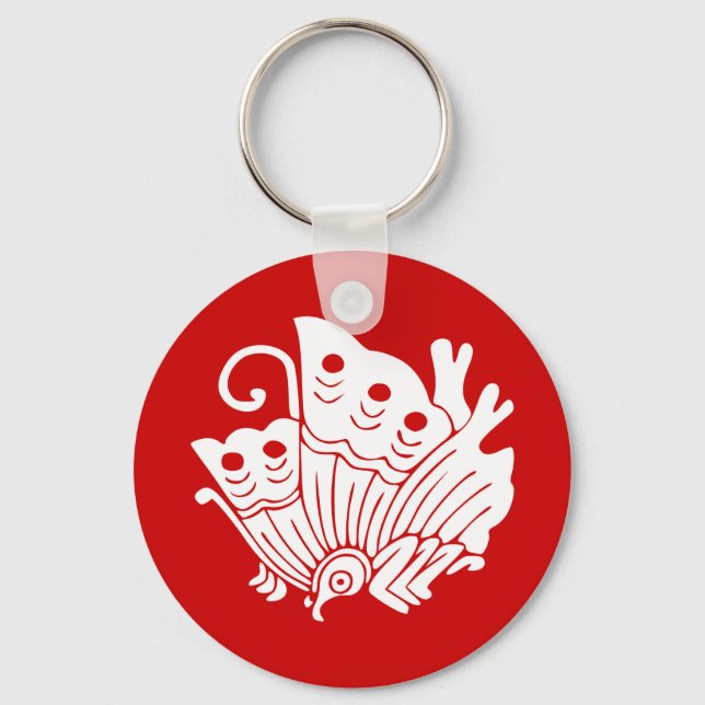 Chaveiro Design Kamon Japonês de Borboleta Asiática (Frente)
