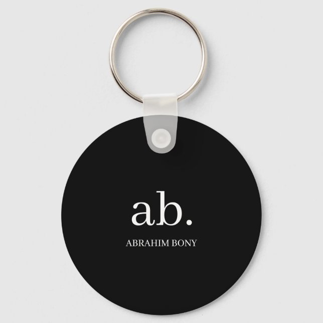 Chaveiro Design Minimalista Preto e Branco Monograma Clássi (Frente)