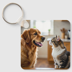 Chaveiro design muito bonito gato e cachorro em