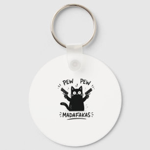 Chaveiro Design Pew Pew de Gato Preto Engraçado