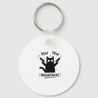 Chaveiro Design Pew Pew de Gato Preto Engraçado