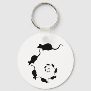 Chaveiro Design preto bonito do rato. Espiral dos ratos