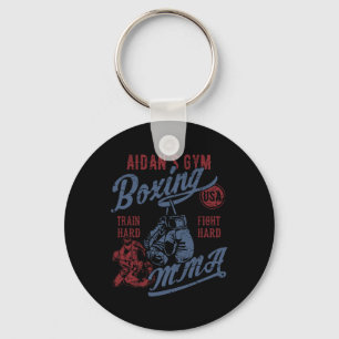 Chaveiro Design Retro de Aidan's Gym Boxe Mma Para o Nome A