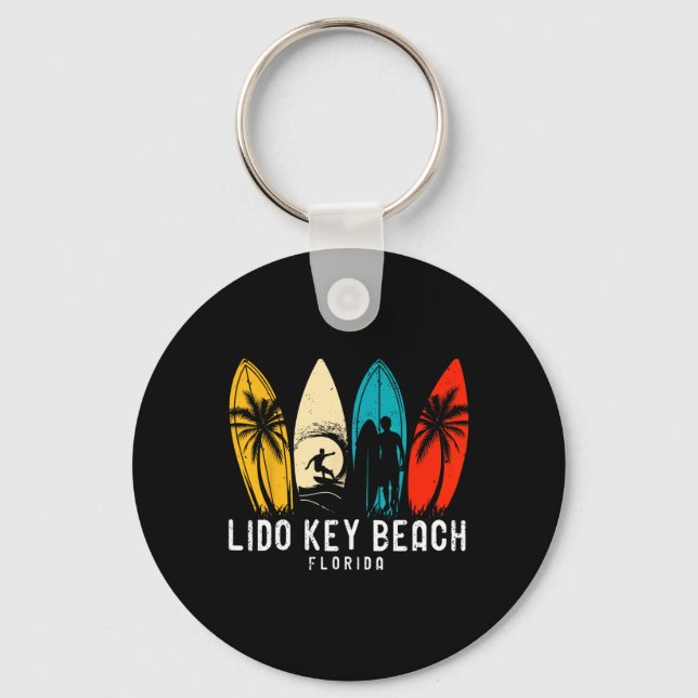 Chaveiro Design Retro Lido Key Beach Florida Surfboarder Fo (Frente)