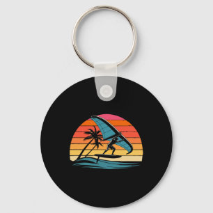 Chaveiro Design Retro Pôr do Sol Wing Foiling Surf Foil Oce