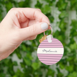 Chaveiro Design Rosa e Mauve Stripe Personalizado