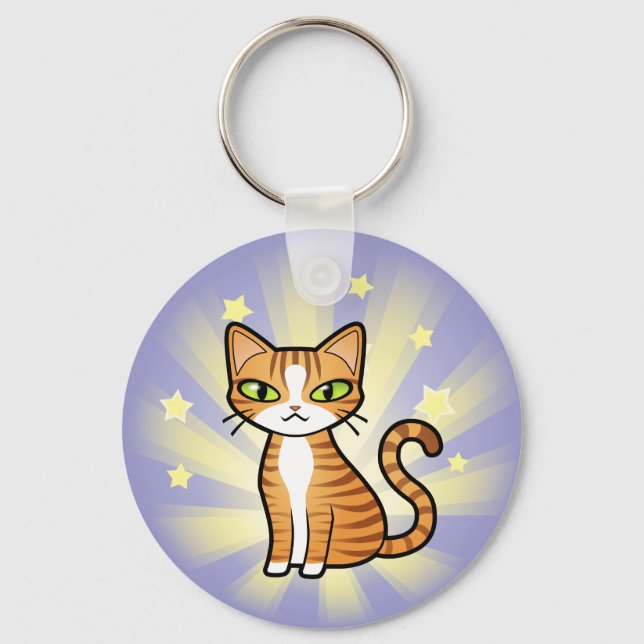 Chaveiro Design Seu Próprio Gato De Cartoon (Frente)