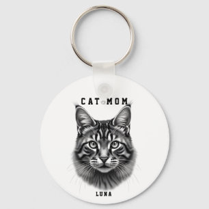 Chaveiro Design Simples Fofo Personalizado Mãe de Gato Aman