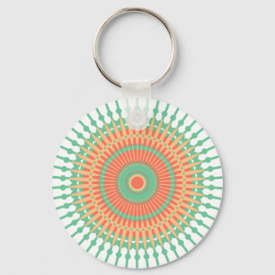 Chaveiro design verde de Mandala, indiano laranja