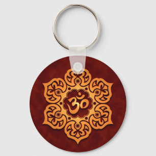 Chaveiro Design vermelho dourado floral de Aum