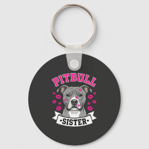 Chaveiro Design Vetorial de Amante de Cachorro Irmã Pitbull