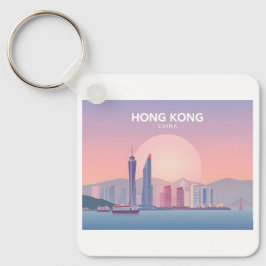 Chaveiro Design Viagem de Hong Kong China Pastel