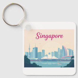 Chaveiro Design Viagem de Singapura Pastel