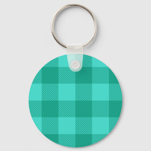 Chaveiro Design Xadrez Gingham em Azul Verde e Turquesa