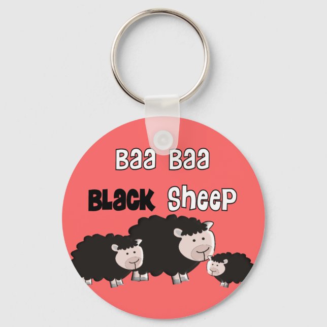Chaveiro Designs de Ovelha Negra "Baa Baa Black Sheep" (Frente)