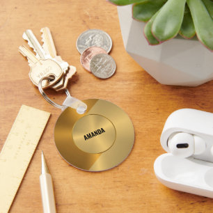 Chaveiro Designs geométricas de cobre e Dourado metálico