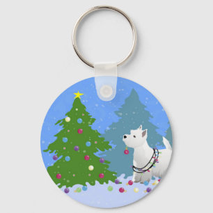 Chaveiro Desortar uma Árvore de Natal na Floresta