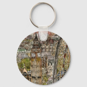 Chaveiro Destinations   Watercolor Big Ben & London Eye