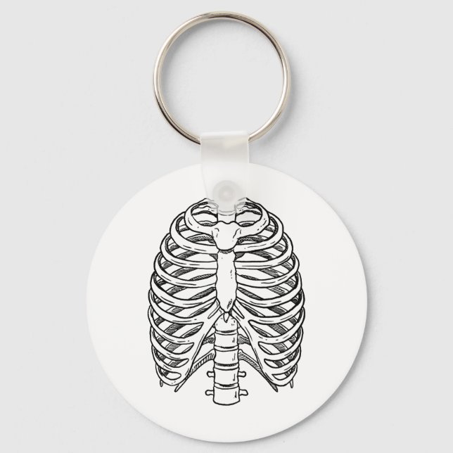 Chaveiro Detailed Rib Cage Anatomy Line Art (Frente)