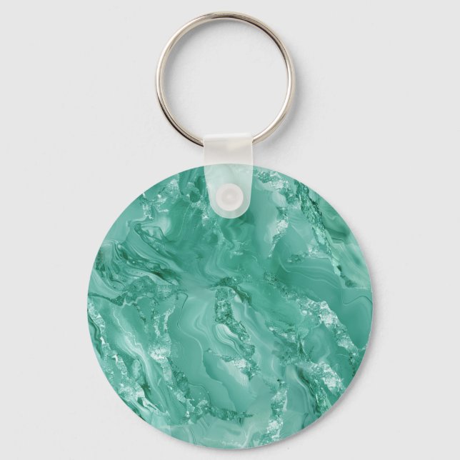 Chaveiro Detailed Swirling Marble-Like in Teal Green (Frente)