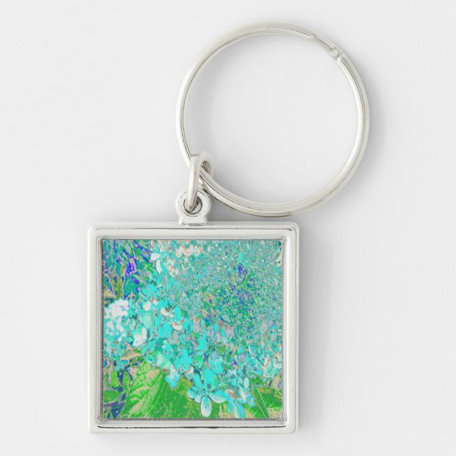 Chaveiro Detalhe de Aqua Elegante e Hydrangea de luz verde (Frente)
