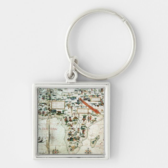 Chaveiro Detalhe de um mapa do mundo que mostra África (Frente)