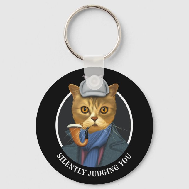 Chaveiro Detetive Cat - Silenciosamente Julgando Você (Frente)