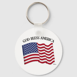 Chaveiro DEUS ABENÇOE AMÉRICA com bandeira dos E.U.