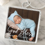 Chaveiro Deus abençoe Batismo Simples Elegante Foto Moderna<br><div class="desc">Essa design simples e moderna é composta por tipografia de serifa e adiciona fotos personalizadas,  adiciona nome de bebê e mês e ano de batismo</div>