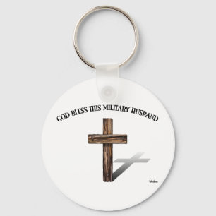 Chaveiro DEUS ABENÇOE ESSE MARIDO MILITAR com cruz robusta
