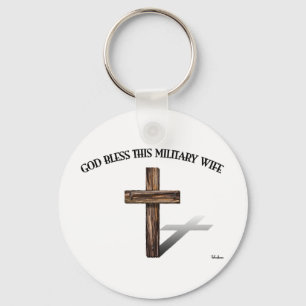 Chaveiro DEUS ABENÇOE ESTA ESPOSA DE MILITAR com cruz robus
