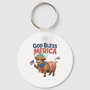 Chaveiro Deus abençoe Merica, 4 De Julho Vaca Americana