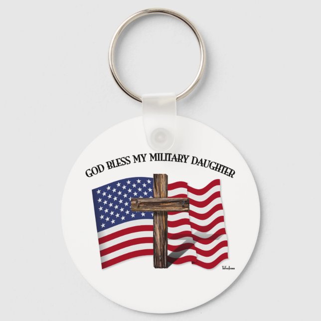 Chaveiro DEUS ABENÇOE MINHA FILHA MILITAR cruz robustaBande (Frente)