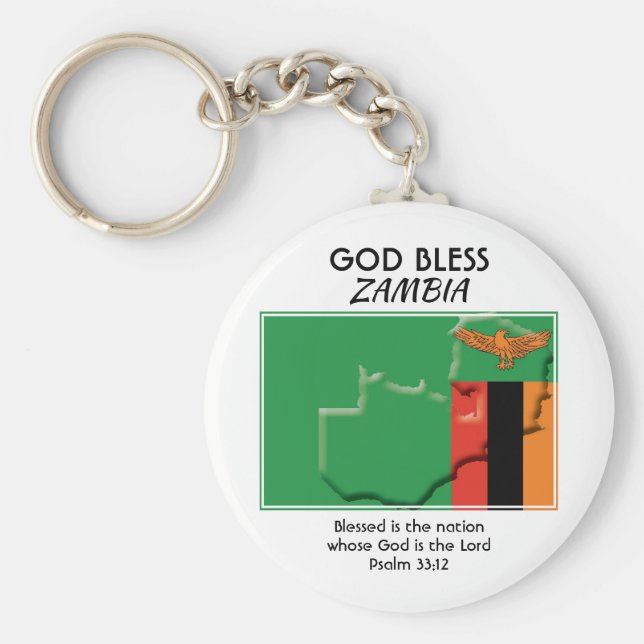 Chaveiro Deus abençoe ZAMBIA | Bandeira Zambiana Patriótica (Frente)