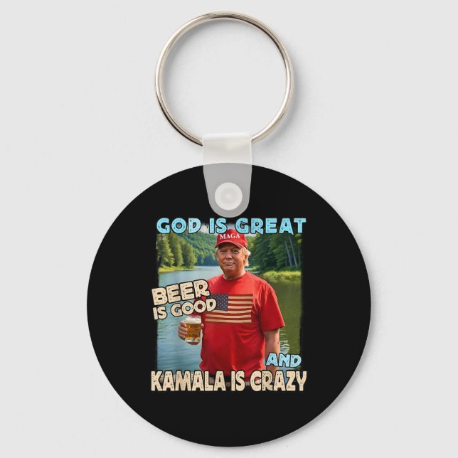 Chaveiro Deus É Cerveja Excelente É Boa E Kamala É Louca (Frente)