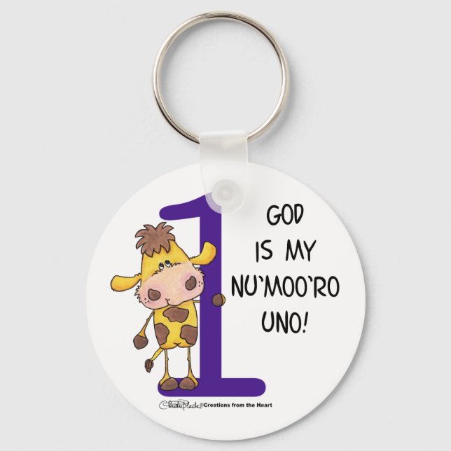 Chaveiro Deus é Nu'moo'ro Uno! (Frente)