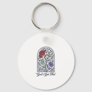 Chaveiro Deus Tem Isso Fé Floral Vintage