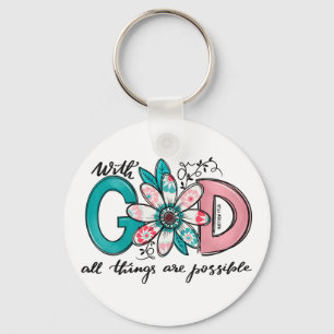 Chaveiro Deus, todas as coisas são possíveis cristãos
