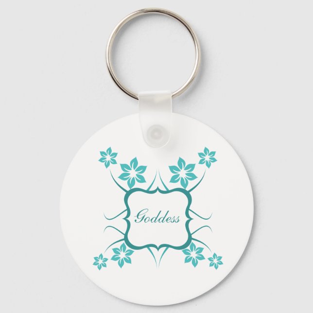 Chaveiro Deusa Floral Chaveiro, Turquesa (Frente)