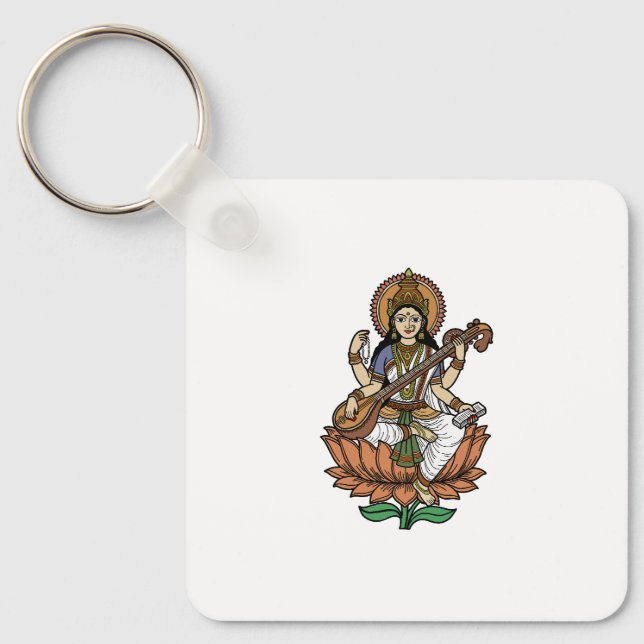 Chaveiro Deusa Hindu Saraswati (Frente)