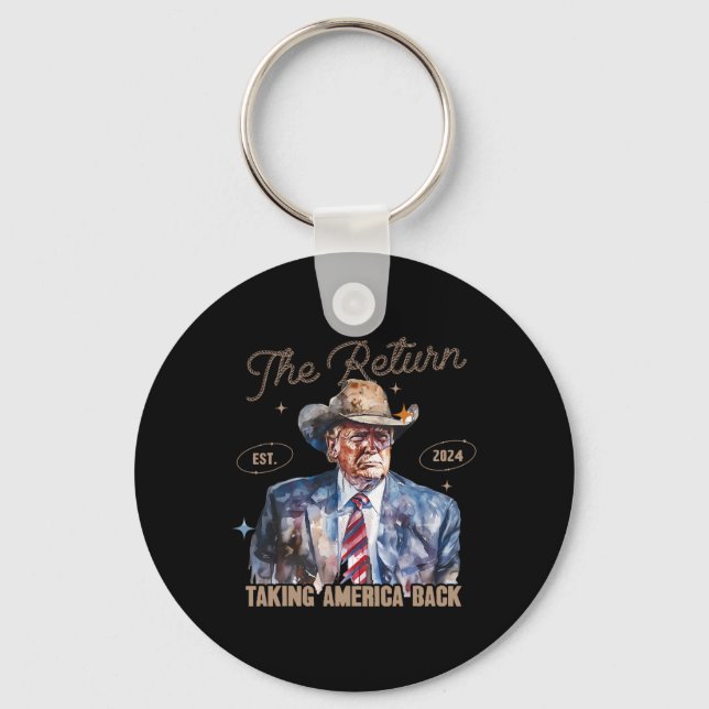 Chaveiro Devolva o Western Cowboy Trump 2024 tomando a Amér (Frente)