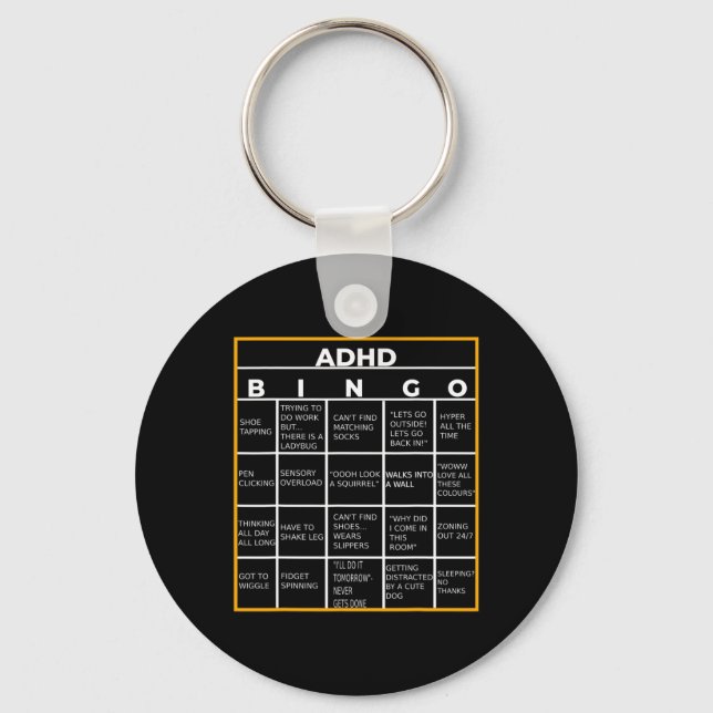 Chaveiro Dia da Consciência da Saúde Mental Adhd Bingo - Pr (Frente)