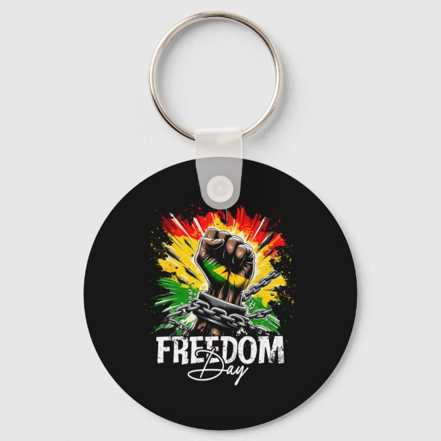 Chaveiro Dia da Liberdade Juneteenth Punho do Poder Negro Q (Frente)