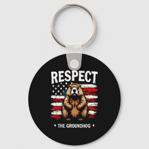Chaveiro Dia da Marmota Divertido, Respeite a Marmota Usa V