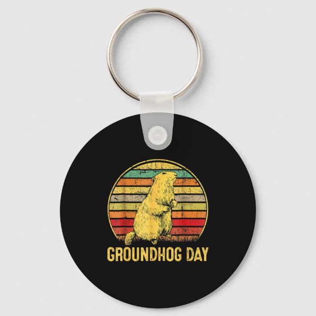 Chaveiro Dia da Marmota Fantoche de Sombra Engraçado  (Frente)